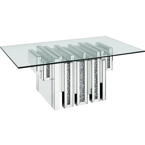 Acme Furniture Noralie Mirrored Glass Solid Base 3pc Coffee Table Set