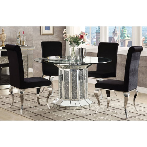 Acme Furniture Noralie Mirrored Black 5pc Dining Room Set