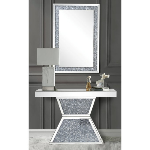 Acme Furniture Noralie Clear Faux Diamond Console Table And Mirror