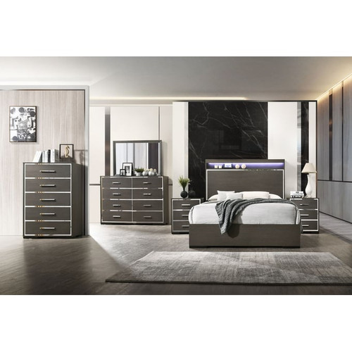 Acme Furniture Escher Gray Oak 2pc Bedroom Set with King Bed