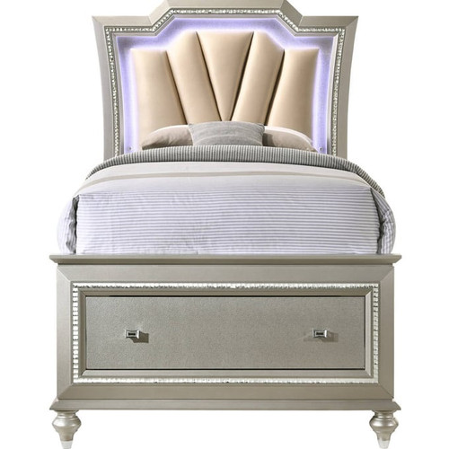 Acme Furniture Kaitlyn Champagne 2pc Bedroom Set with Twin Storage Bed