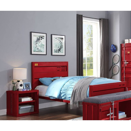 Acme Furniture Cargo Red Metal 2pc Bedroom Set with Full Bed