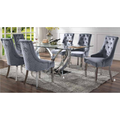 Acme Furniture Satinka Light Gray 7pc Dining Room Set