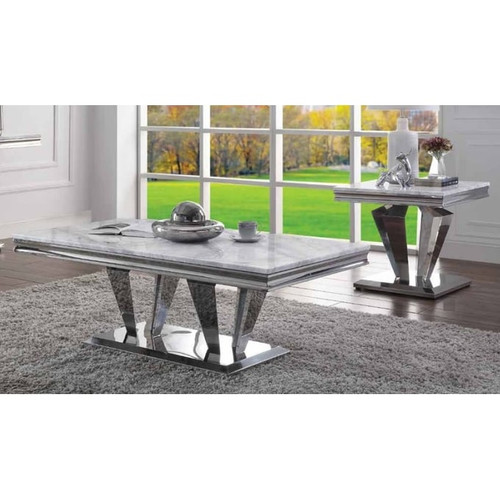 Acme Furniture Satinka Light Gray 3pc Coffee Table Set