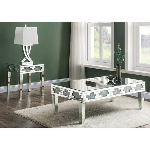 Acme Furniture Noralie Mirrored Rectangle 3pc Coffee Table Set