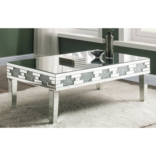 Acme Furniture Noralie Mirrored Rectangle 3pc Coffee Table Set