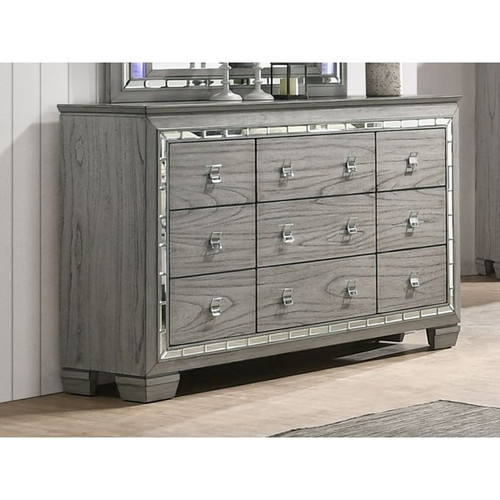 Acme Furniture Antares Light Gray Oak Dresser and Mirror