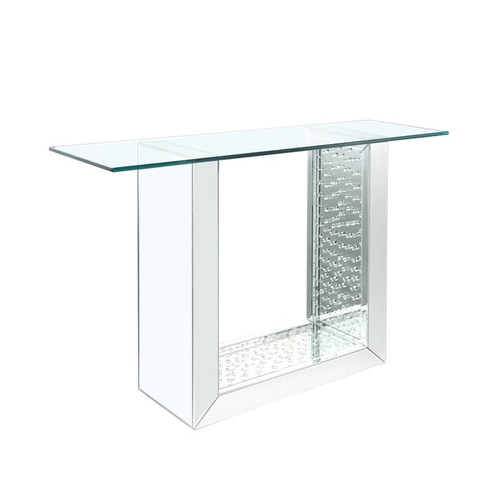 Acme Furniture Nysa Mirrored Crystal Storage Console Table And Mirror