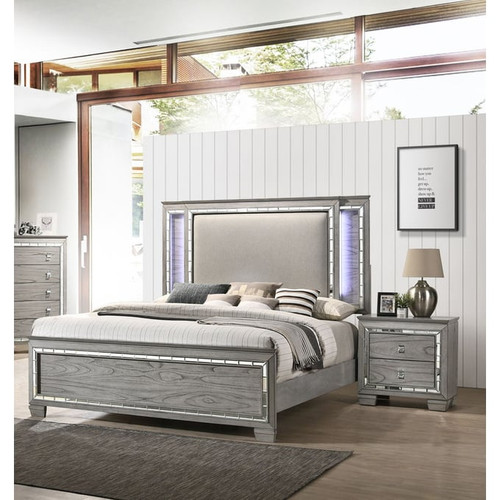 Acme Furniture Antares Light Gray Oak 2pc Bedroom Set with Queen Bed