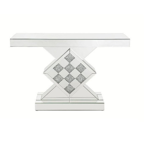 Acme Furniture Noralie Mirrored Rectangle Console Table and Mirror