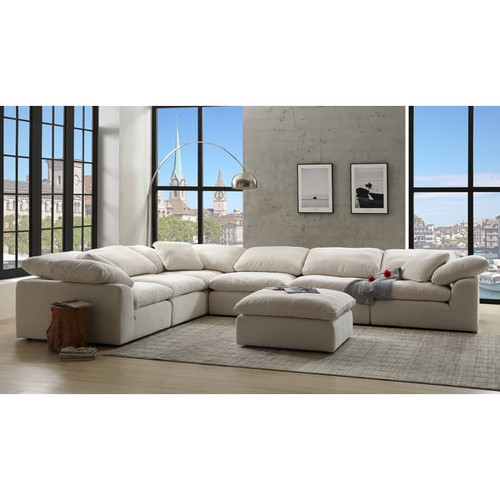 Acme Furniture Naveen Ivory Sectional with Ottoman