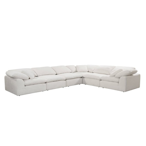 Acme Furniture Naveen Ivory Sectional with Ottoman