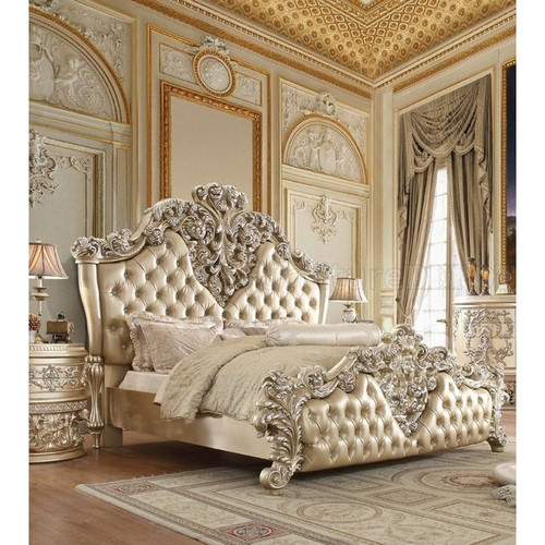 Acme Furniture Vatican Light Gold Champagne Silver 2pc Bedroom Set With King Bed