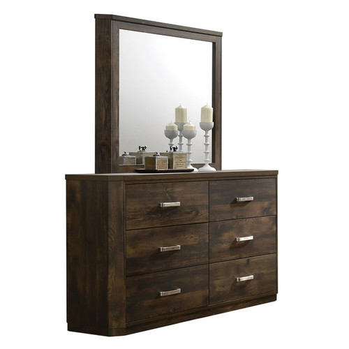 Acme Furniture Elettra Rustic Walnut Dresser And Mirror