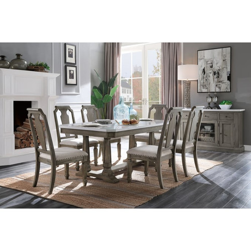 Acme Furniture Zumala Beige Weathered Oak 7pc Dining Room Set