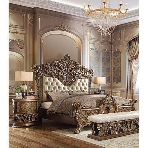 Acme Furniture Constantine Light Gold Brown 2pc Bedroom Set With King Bed