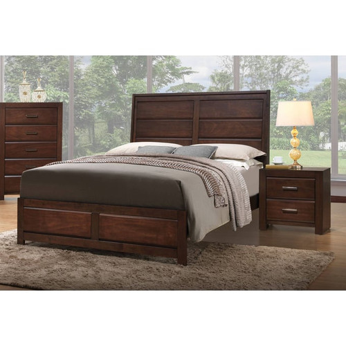Acme Furniture Oberreit Walnut 4pc Bedroom Set With King Bed