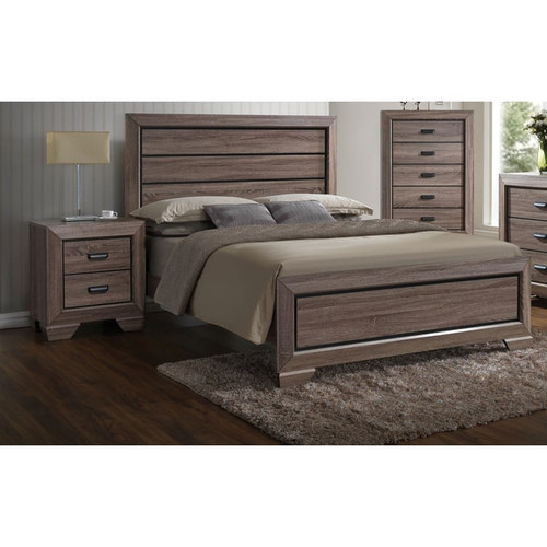 Acme Furniture Lyndon Weathered Gray 4pc Bedroom Set With King Bed