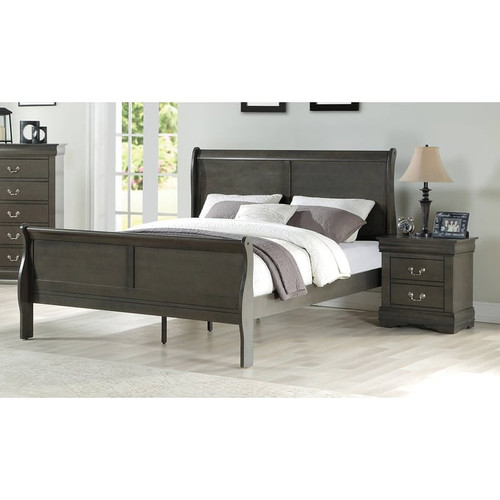 Acme Furniture Louis Philippe Dark Gray 4pc Bedroom Set With King Bed