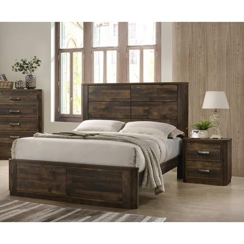 Acme Furniture Elettra Rustic Walnut 4pc Bedroom Set With Queen Bed