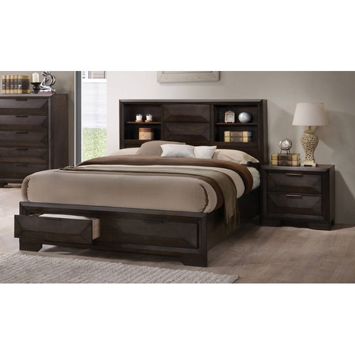 Acme Furniture Merveille Espresso 4pc Bedroom Set With King Storage Bed