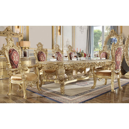 Acme Furniture Bernadette Gold 7pc Dining Room Set