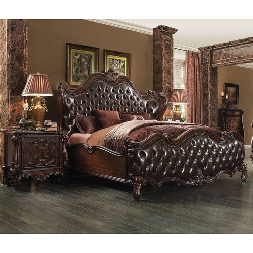 Acme Furniture Versailles Dark Brown Cherry Oak 4pc Bedroom Set With Queen Bed