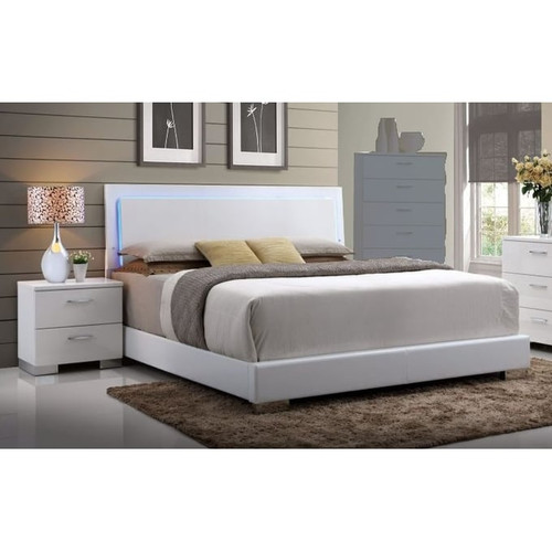 Acme Furniture Lorimar White 4pc Bedroom Set With Queen LED Bed