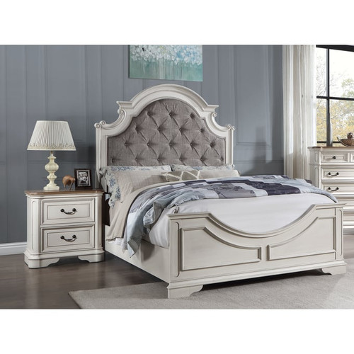 Acme Furniture Florian Gray And Antique White  2pc Bedroom Set With Queen Bed