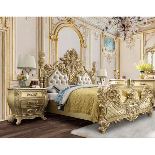 Acme Furniture Cabriole Light Gold 2pc Bedroom Set With King Bed