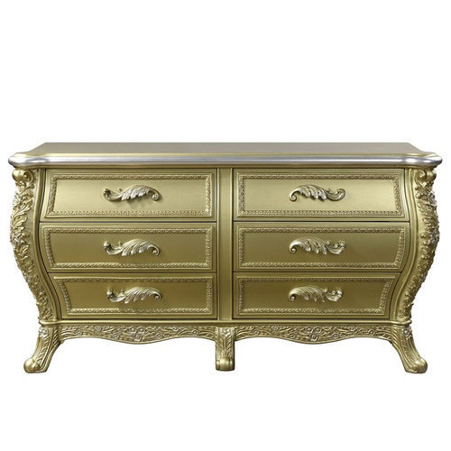 Acme Furniture Cabriole Gold Dresser And Mirror