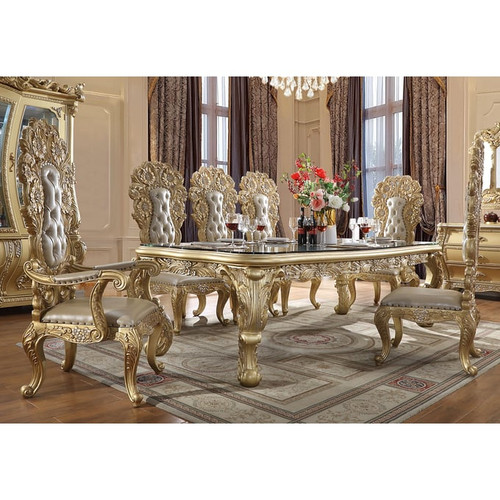 Acme Furniture Cabriole Gold 7pc Dining Room Set