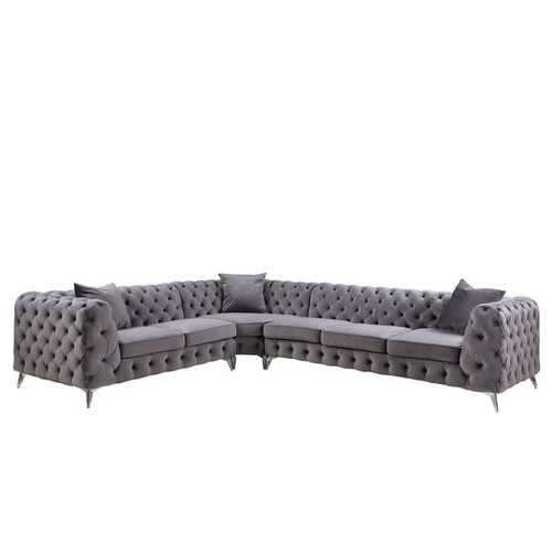 Acme Furniture Wugtyx Dark Gray Sectional With Ottoman