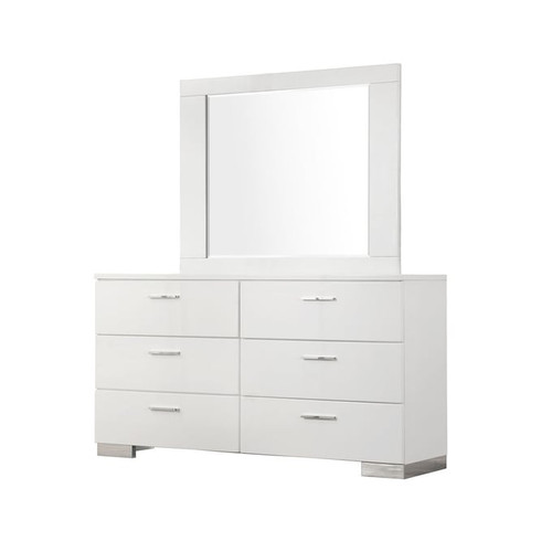 Coaster Furniture Felicity Glossy White Dresser and Mirror