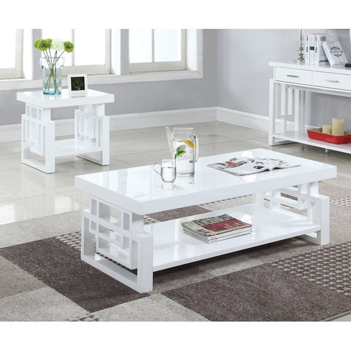 Coaster Furniture Schmitt White 3pc Coffee Table Set