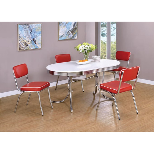 Coaster Furniture Retro Red 5pc Dining Set with Oval Table