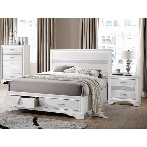 Coaster Furniture Miranda White 2pc Bedroom Set With Queen Storage Bed