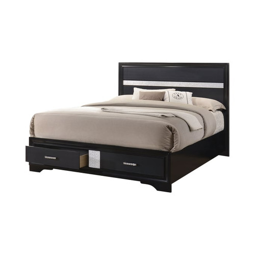 Coaster Furniture Miranda Black 2pc Bedroom Set with Queen Storage Bed