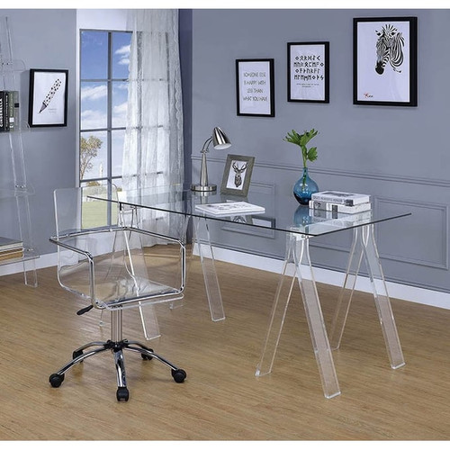 Coaster Furniture Amaturo Clear Chrome Desk and Chair Set