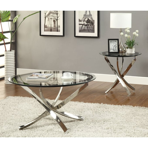 Coaster Furniture Brooke Chrome Black 3pc Coffee Table Set