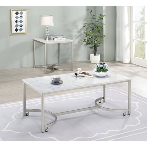 Coaster Furniture Leona White 3pc Coffee Table Set