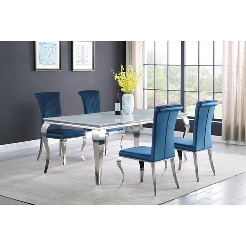 Coaster Furniture Carone White Teal 5pc Rectangular Dining Room Set