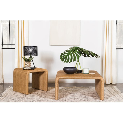 Coaster Furniture Juanita Natural Square Rattan 3pc Coffee Table Set