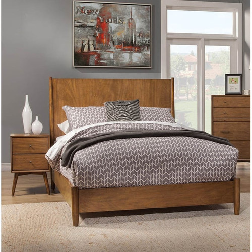 Alpine Furniture Flynn Acorn 2pc Bedroom Set with Queen Panel Bed