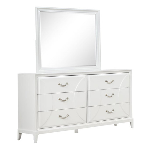 Bernards Renascence White 6 Drawer Dresser and Mirror