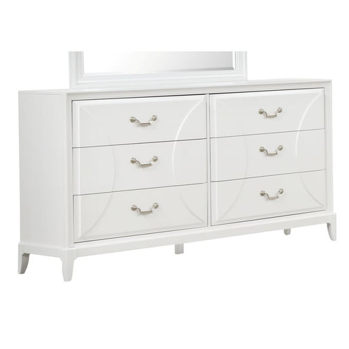 Bernards Renascence White 6 Drawer Dresser and Mirror