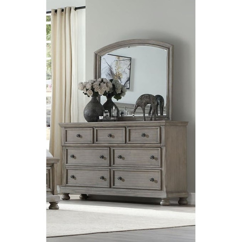 Bernards Prescott Taupe Grey Dresser and Mirror