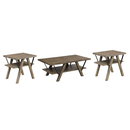 Bernards Harlocke Gray 3pc Coffee Table Set