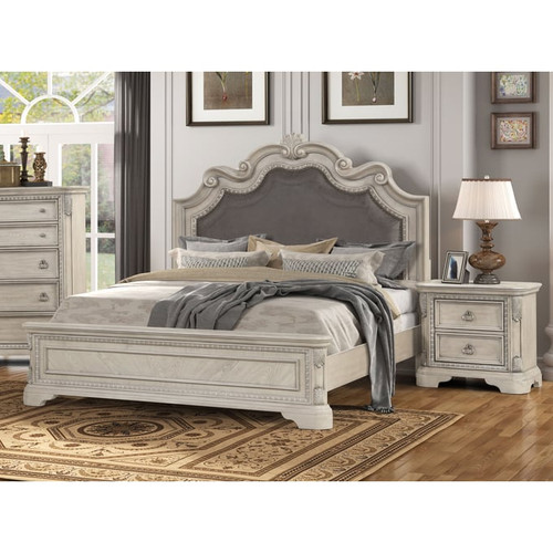 Bernards Coventry Light Gray 4pc Bedroom Set with Queen Panel Bed