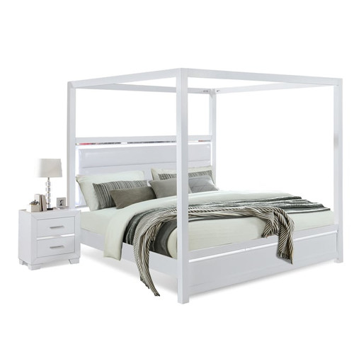 Bella Esprit Denali White 2pc Bedroom Set with Queen Canopy Bed